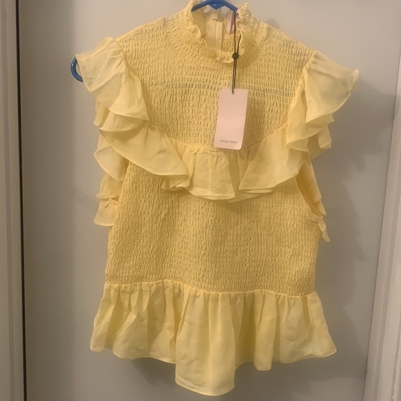 Cinq à Sept Yellow Ruffle Top - Picture 6 of 15